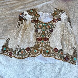Vintage beaded Cream Top with gorgeous details
